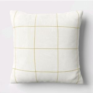 Threshold Velvet Windowpane Square Throw Pillow Cream